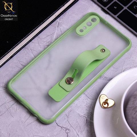 Vivo S1 Cover - Light Green - Semi Tranparent Soft Borders Matte Hard PC with Grip Holder Camera Protection Case