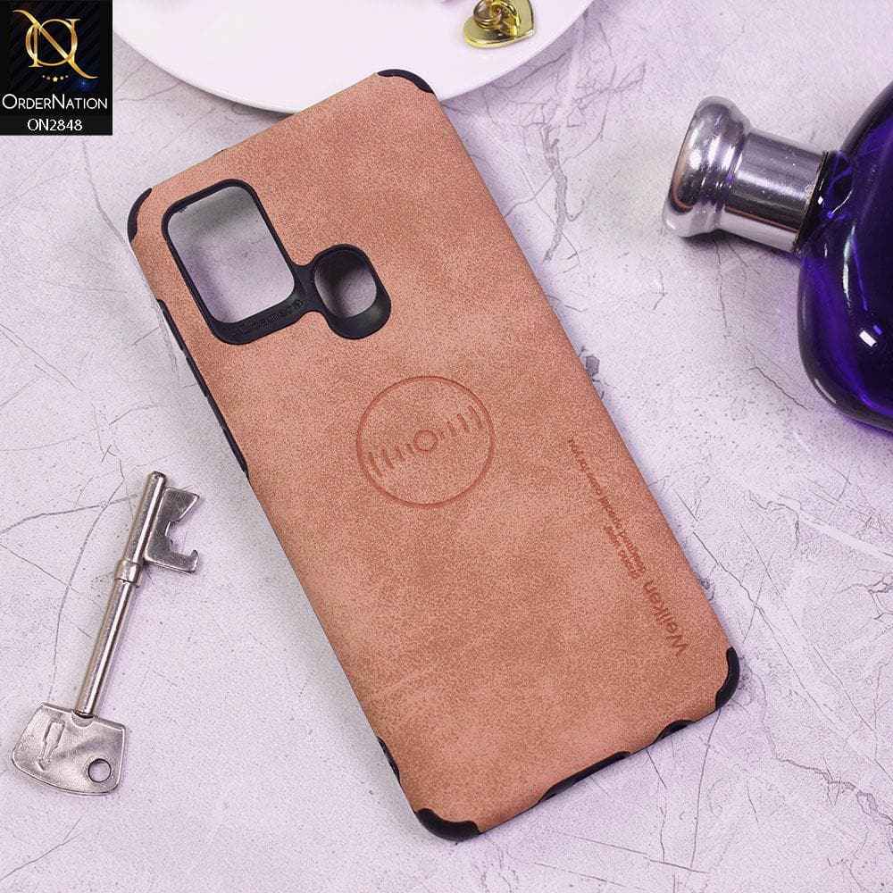 Samsung Galaxy A21s Cover - Pink - Weiiken Matte Colorful Soft PU Leather Case