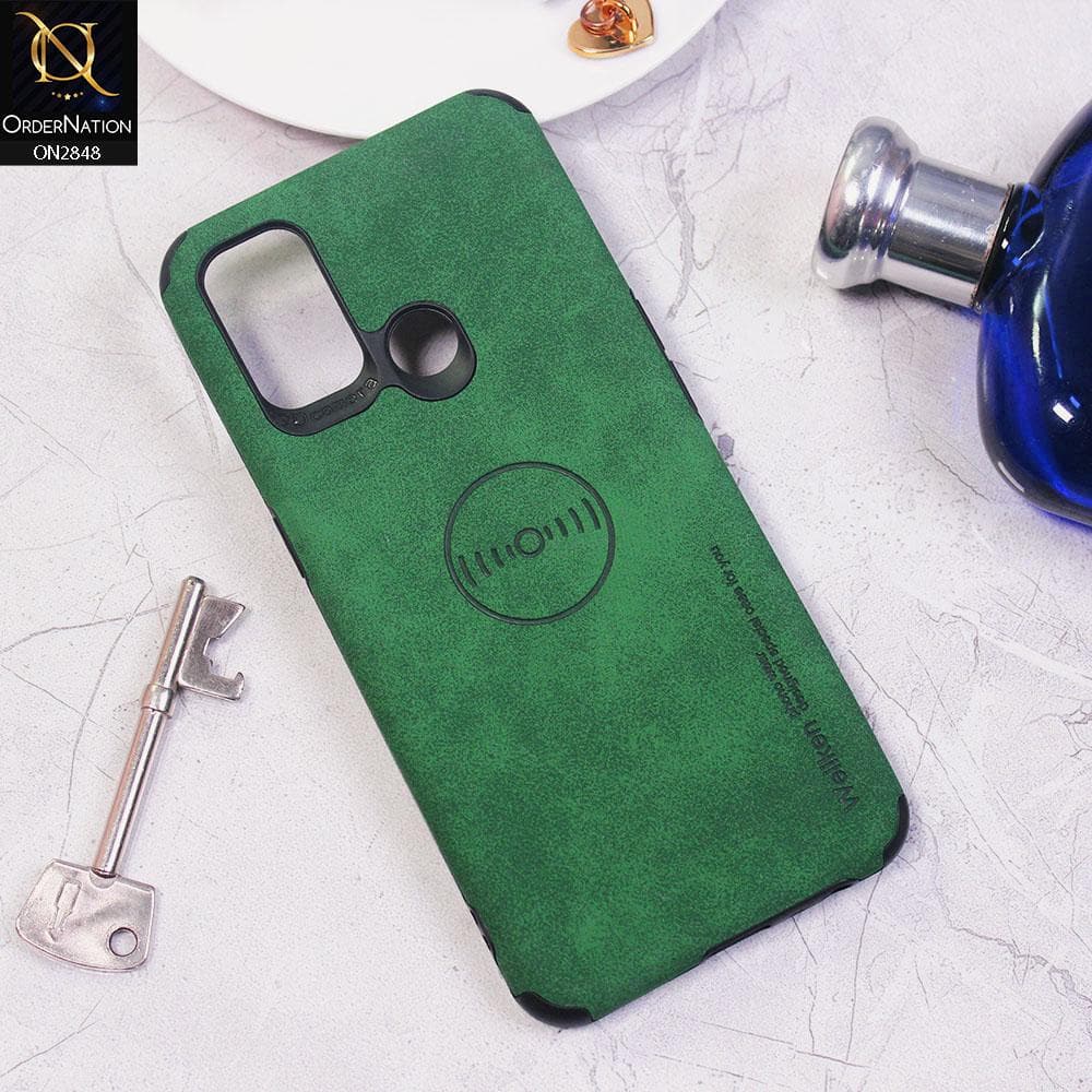 Oppo A53s Cover - Dark Green - Weiiken Matte Colorful Soft PU Leather Case