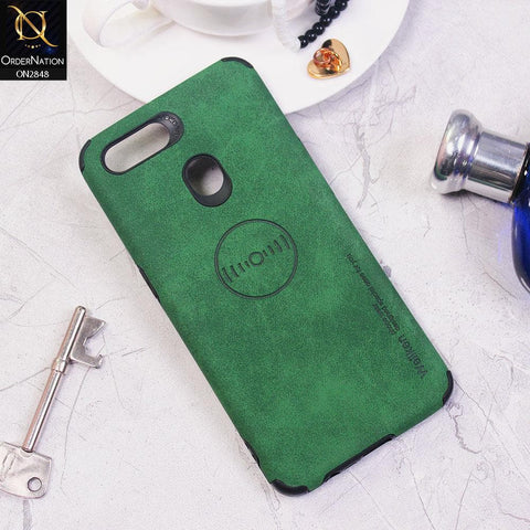 Oppo A7 Cover - Dark Green - Weiiken Matte Colorful Soft PU Leather Case