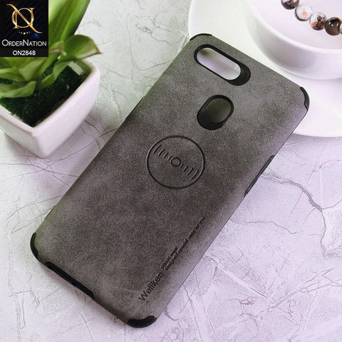 Oppo A5s Cover - Gray - Weiiken Matte Colorful Soft PU Leather Case