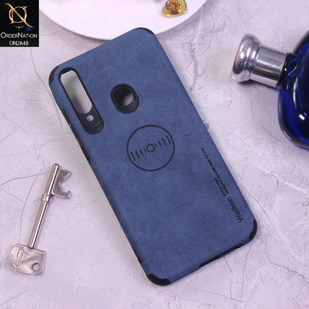 Huawei Y6p Cover - Blue - Weiiken Matte Colorful Soft PU Leather Case
