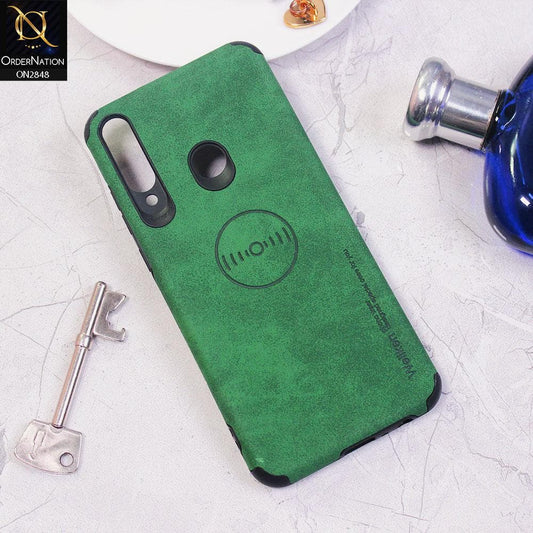 Huawei Y6p Cover - Dark Green - Weiiken Matte Colorful Soft PU Leather Case