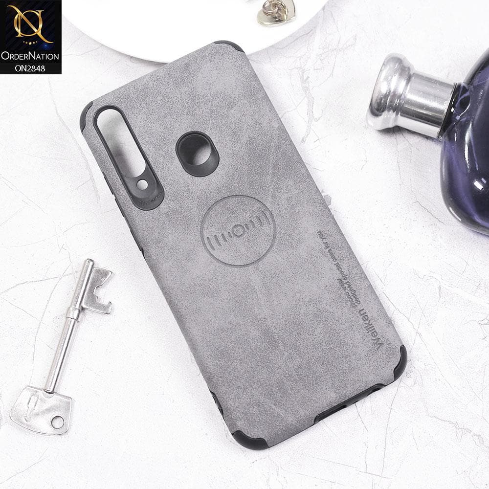 Huawei Y6p Cover - Gray - Weiiken Matte Colorful Soft PU Leather Case