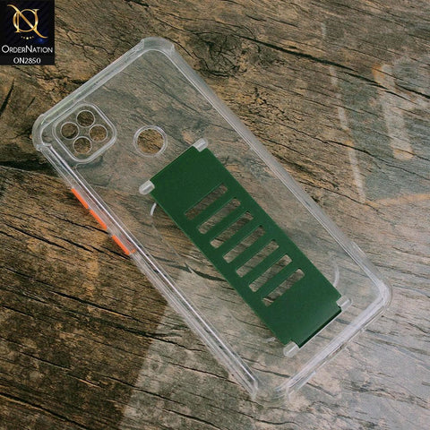 Xiaomi Redmi 9C Cover - Green - Transparent Soft Borders with Grip Holder Camera Protection Soft Case