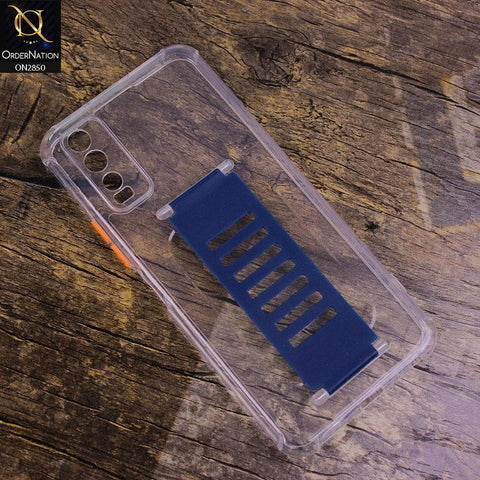 Vivo Y12s Cover - Blue - Transparent Soft Borders with Grip Holder Camera Protection Soft Case
