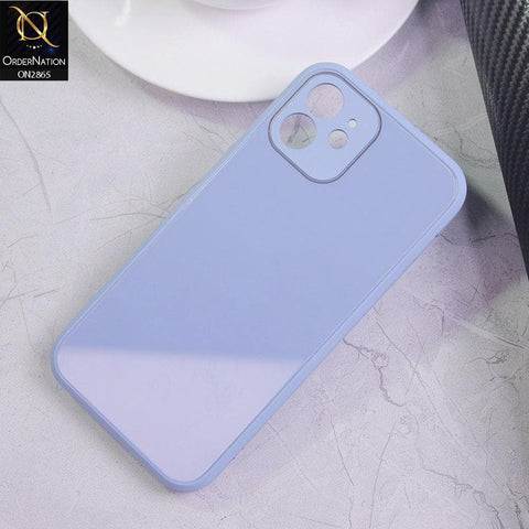 iPhone 12 Cover - Gray - New Glossy Shine Tempered Glass Soft Borders Back Cases