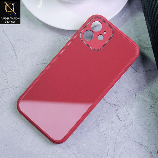 iPhone 12 Cover - Red - New Glossy Shine Tempered Glass Soft Borders Back Cases