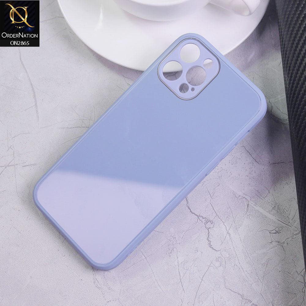 iPhone 12 Pro Max Cover - Gray - New Glossy Shine Tempered Glass Soft Borders Back Cases