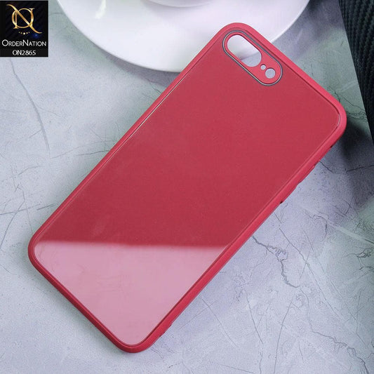 iPhone 8 Plus / 7 Plus Cover - Red - New Glossy Shine Tempered Glass Soft Borders Back Cases