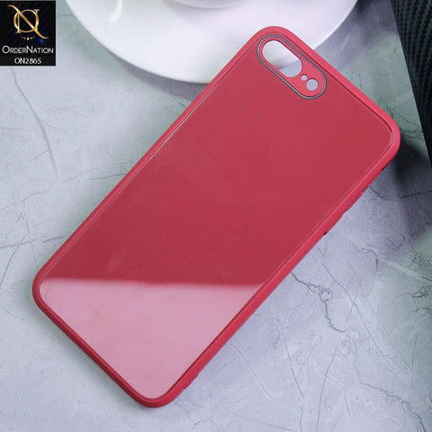 iPhone 8 Plus / 7 Plus Cover - Red - New Glossy Shine Tempered Glass Soft Borders Back Cases