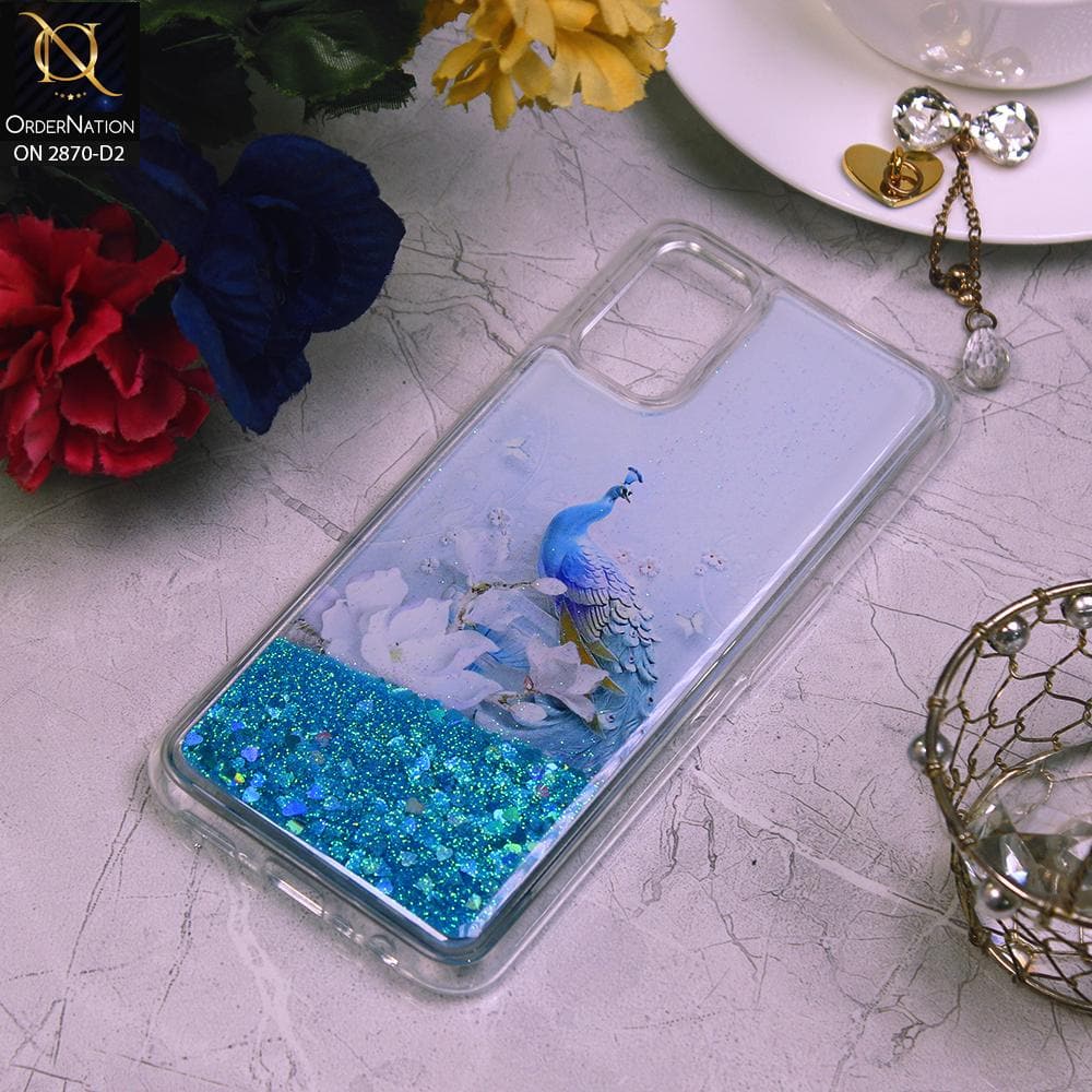 Oppo A92 Cover - Design 2 - Trendy Hearts and Stars Moving Liquid Glitter Case