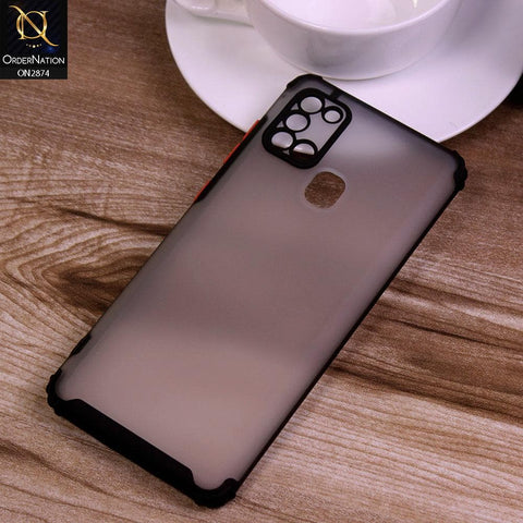 Samsung Galaxy A21s Cover - Black - Classic Soft Color Border Semi-Transparent Camera Protection Case
