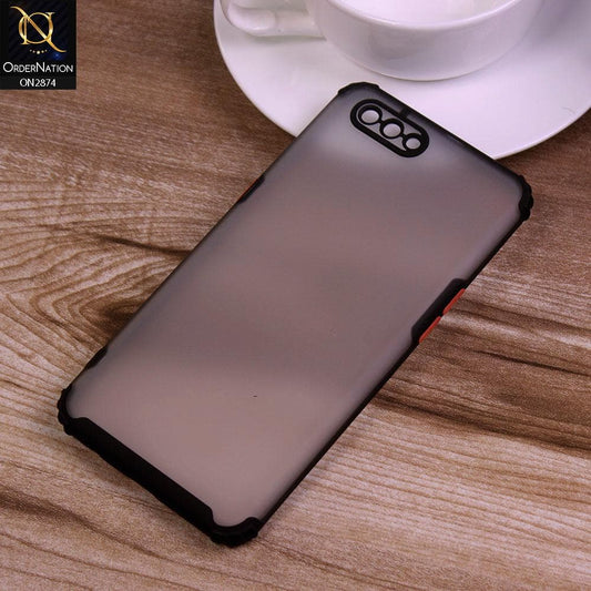 Oppo A3s Cover - Black - Classic Soft Color Border Semi-Transparent Camera Protection Case