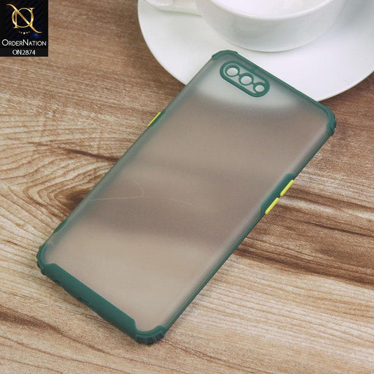 Oppo A12e Cover - Green - Classic Soft Color Border Semi-Transparent Camera Protection Case