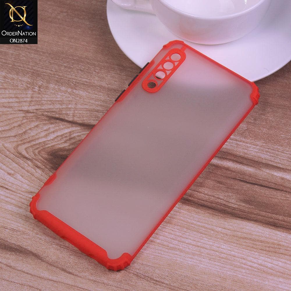 Samsung Galaxy A30s Cover - Red - Classic Soft Color Border Semi-Transparent Camera Protection Case