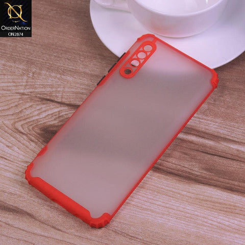 Samsung Galaxy A50 Cover - Red - Classic Soft Color Border Semi-Transparent Camera Protection Case