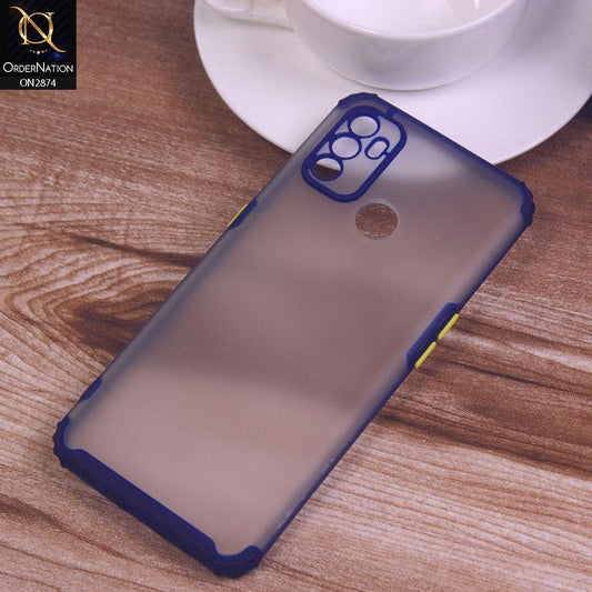 Oppo A53s Cover - Blue - Classic Soft Color Border Semi-Transparent Camera Protection Case