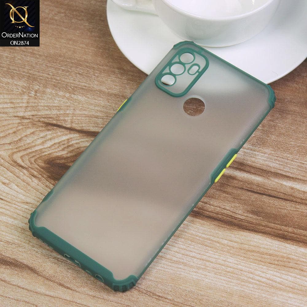 Oppo A53s Cover - Green - Classic Soft Color Border Semi-Transparent Camera Protection Case