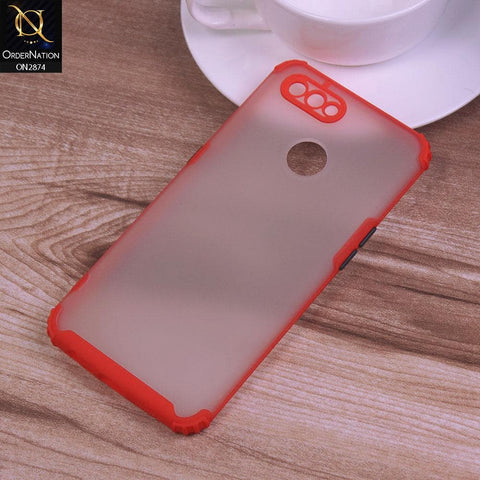 Oppo A12s Cover - Red - Classic Soft Color Border Semi-Transparent Camera Protection Case