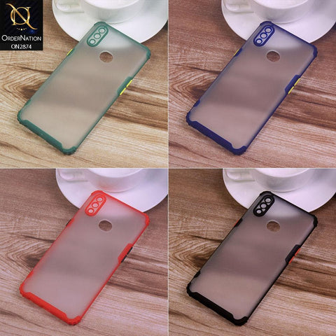 Oppo A7 Cover - Red - Classic Soft Color Border Semi-Transparent Camera Protection Case