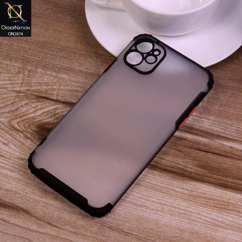 iPhone 12 Cover - Black - Classic Soft Color Border Semi-Transparent Camera Protection Case