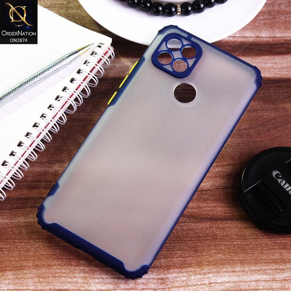 Oppo A15 Cover - Blue - Classic Soft Color Border Semi-Transparent Camera Protection Case