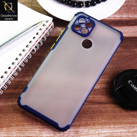 Oppo A15 Cover - Blue - Classic Soft Color Border Semi-Transparent Camera Protection Case