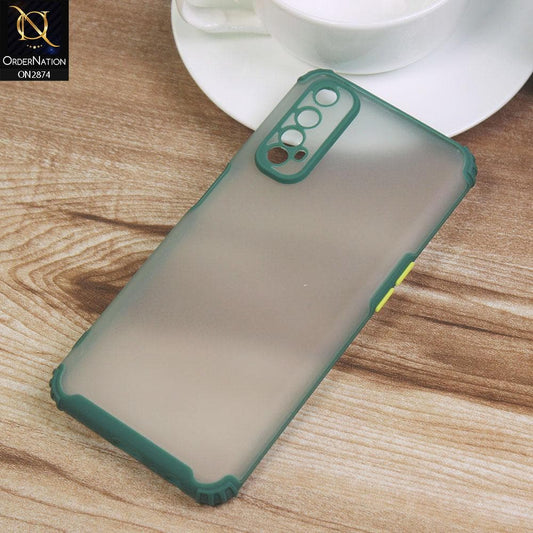 Realme 7 Cover - Green - Classic Soft Color Border Semi-Transparent Camera Protection Case