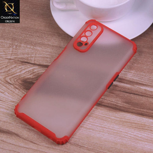 Realme 7 Cover - Red - Classic Soft Color Border Semi-Transparent Camera Protection Case