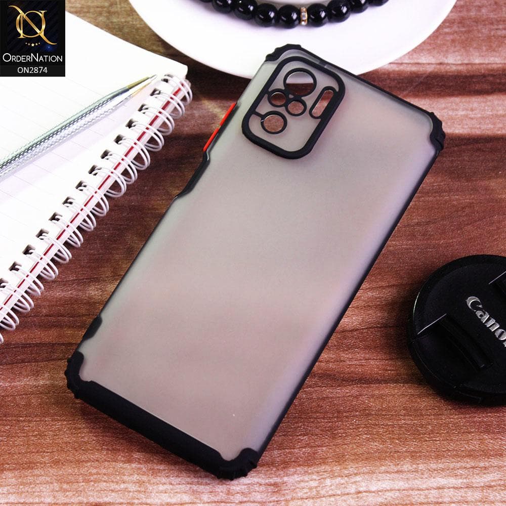 Xiaomi Redmi Note 10 4G Cover - Black - Classic Soft Color Border Semi-Transparent Camera Protection Case