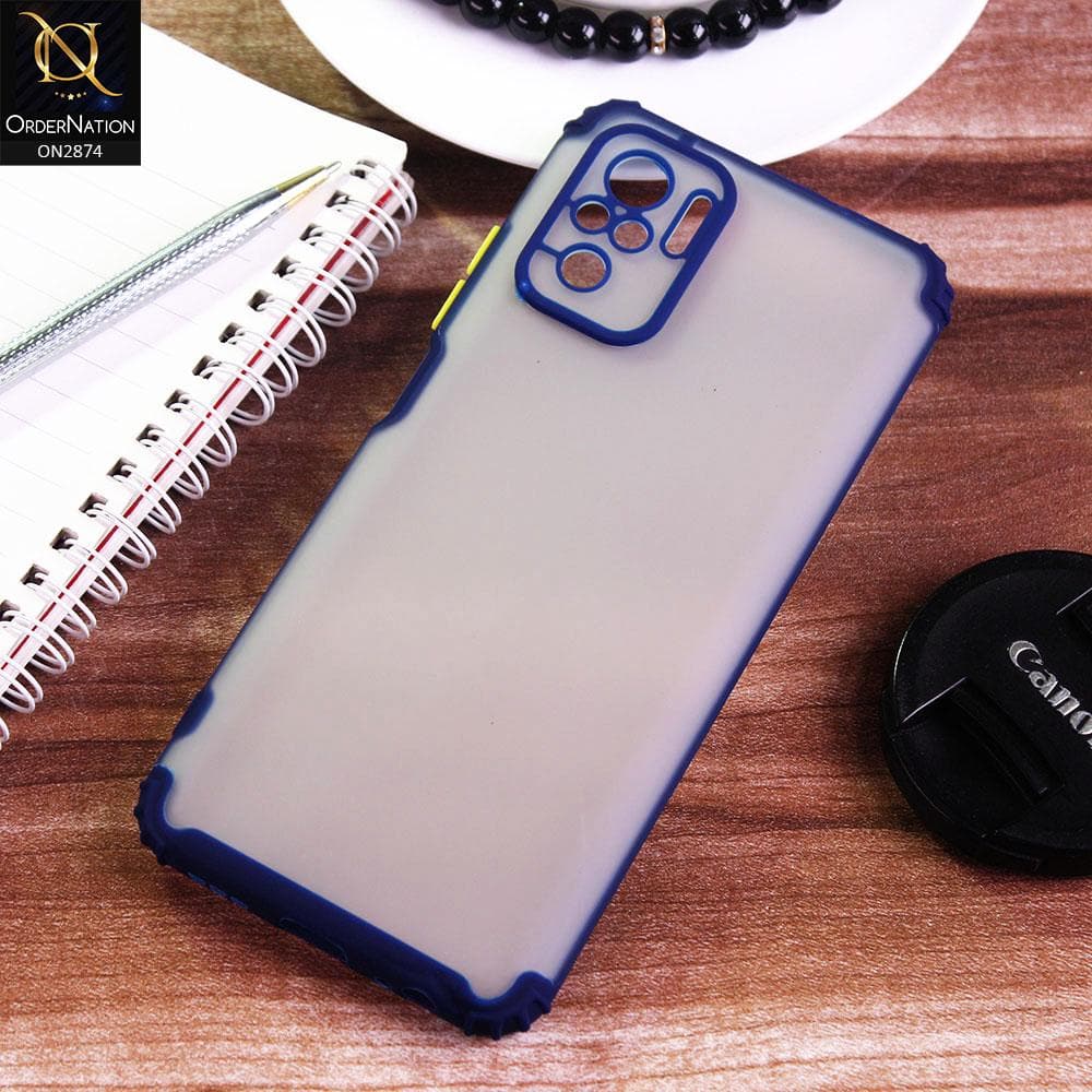 Xiaomi Redmi Note 10S Cover - Blue - Classic Soft Color Border Semi-Transparent Camera Protection Case