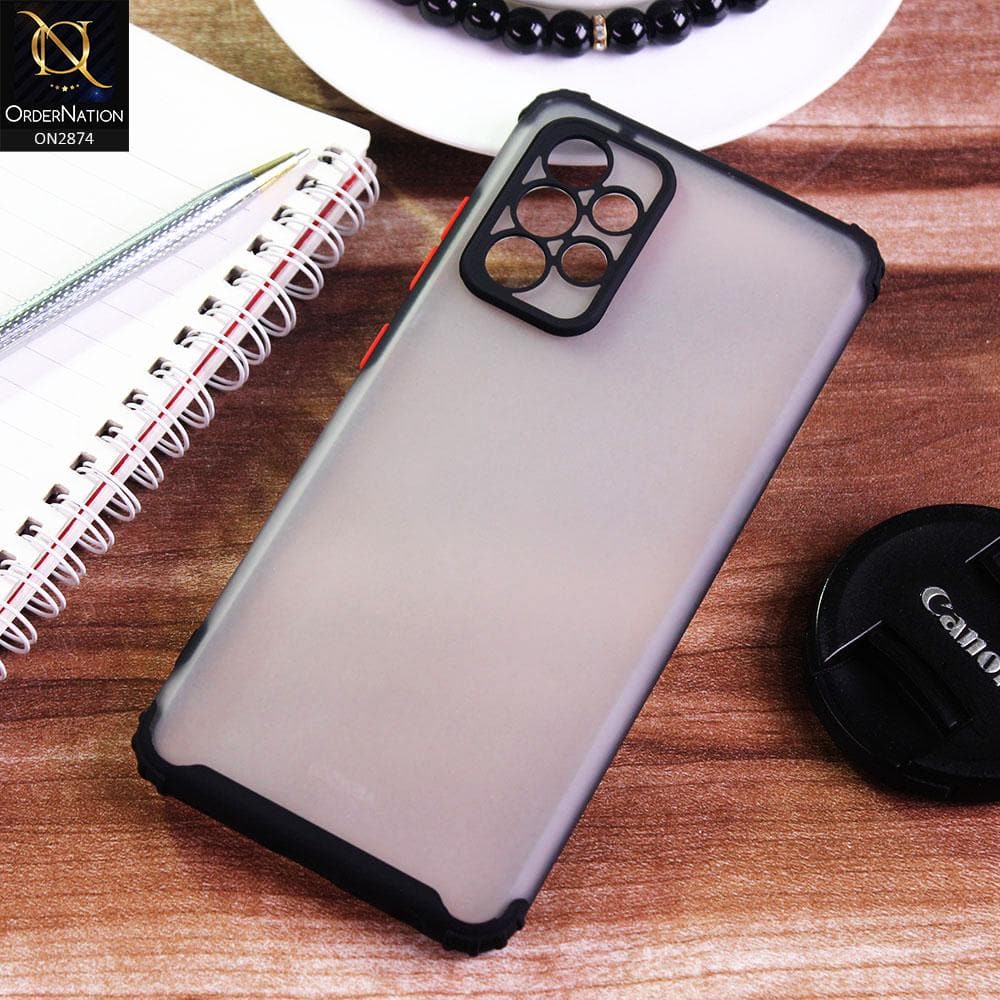 Samsung Galaxy A52 Cover - Black - Classic Soft Color Border Semi-Transparent Camera Protection Case