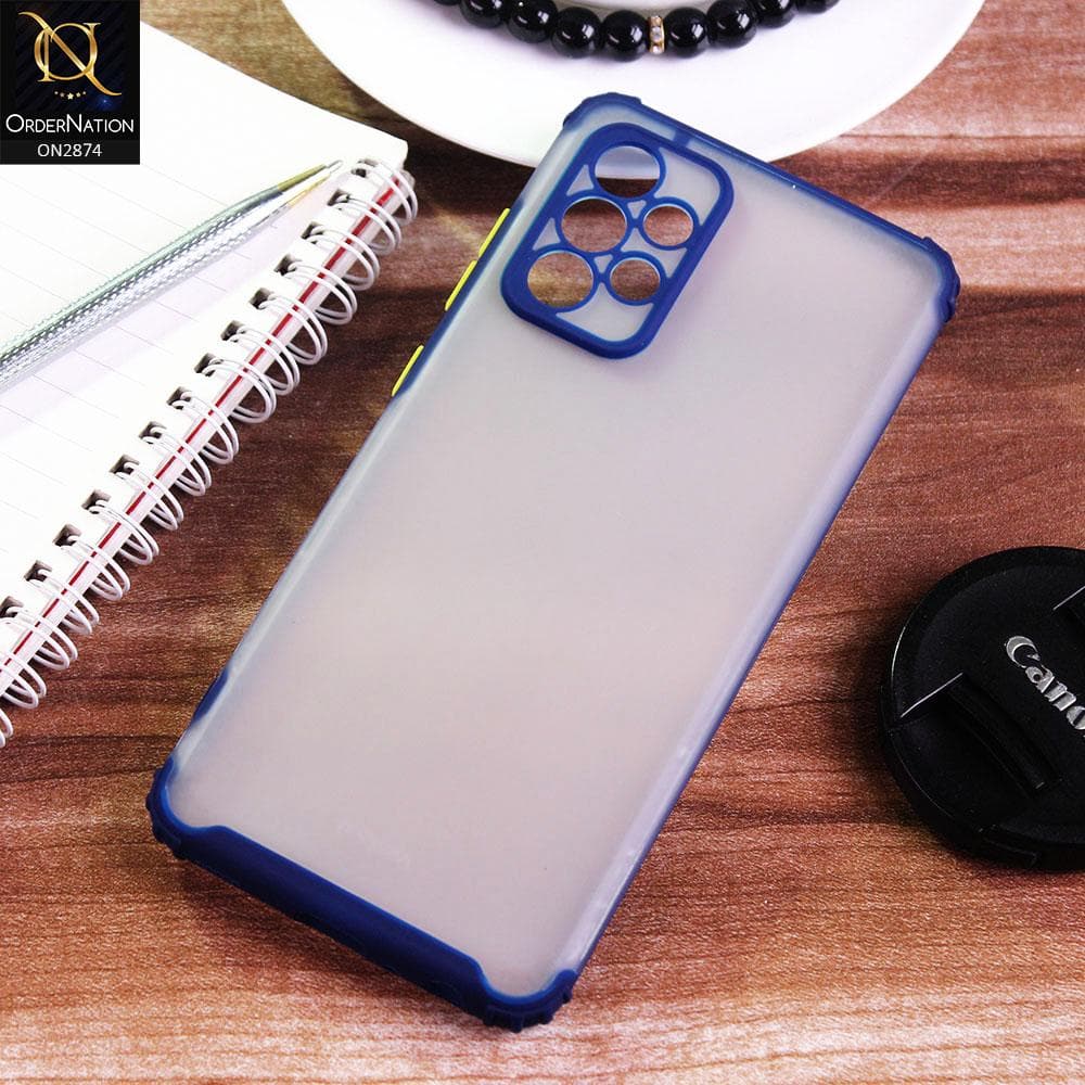 Samsung Galaxy A52 Cover - Blue - Classic Soft Color Border Semi-Transparent Camera Protection Case