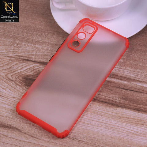Vivo V20 SE Cover - Red - Classic Soft Color Border Semi-Transparent Camera Protection Case
