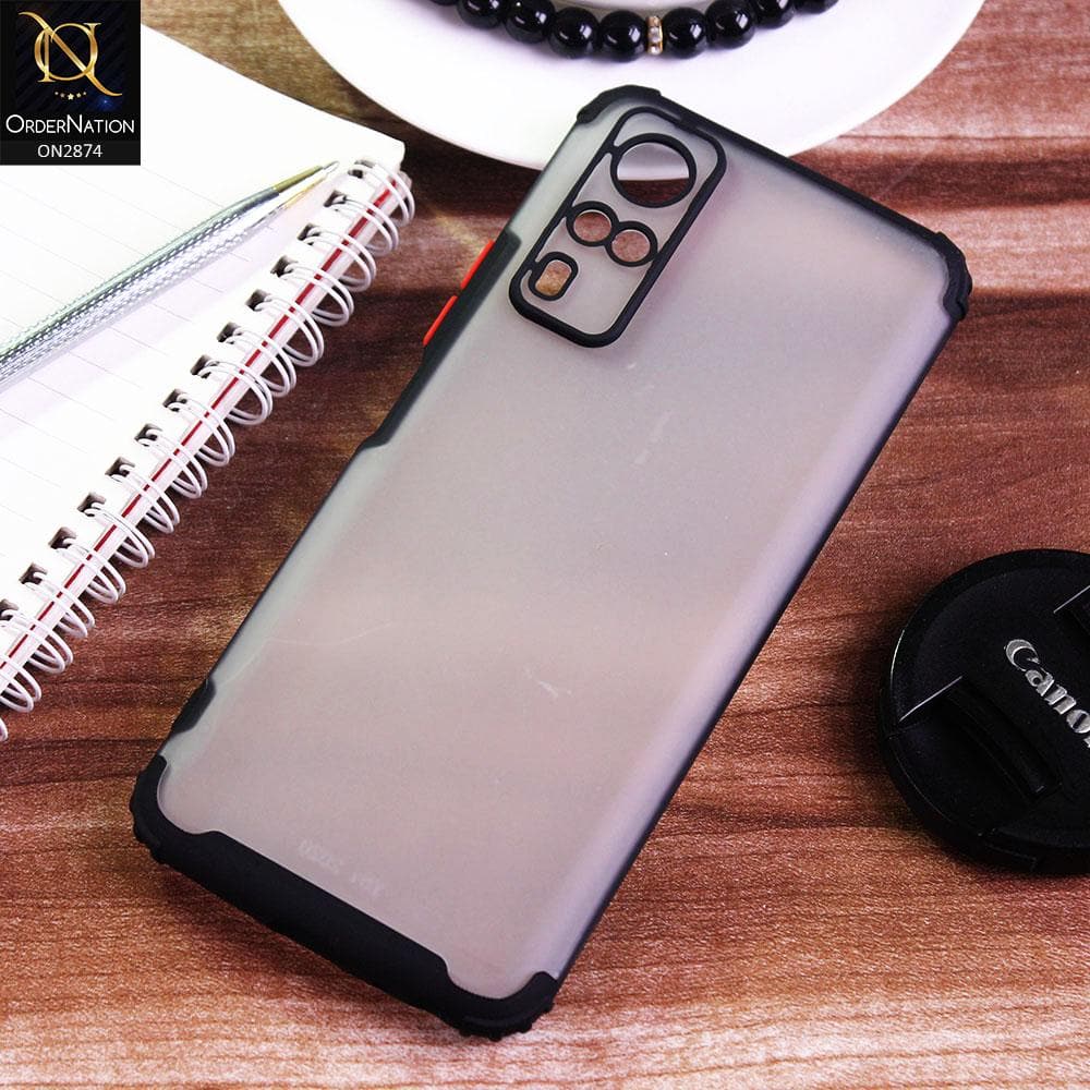 Vivo Y51s Cover - Black - Classic Soft Color Border Semi-Transparent Camera Protection Case
