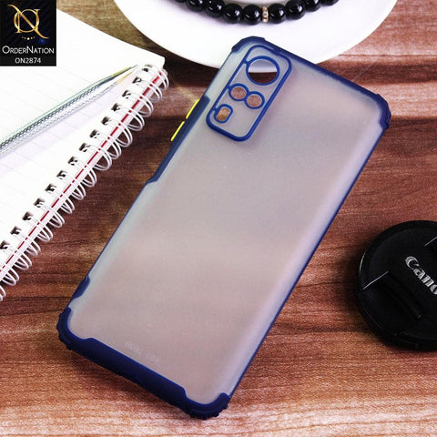 Vivo Y51s Cover - Blue - Classic Soft Color Border Semi-Transparent Camera Protection Case