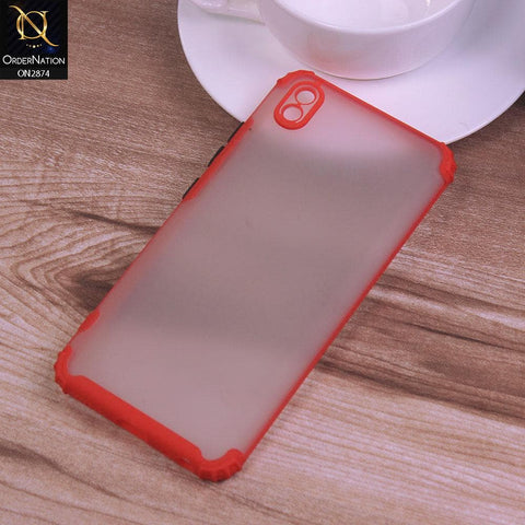 Vivo Y91C Cover - Red - Classic Soft Color Border Semi-Transparent Camera Protection Case