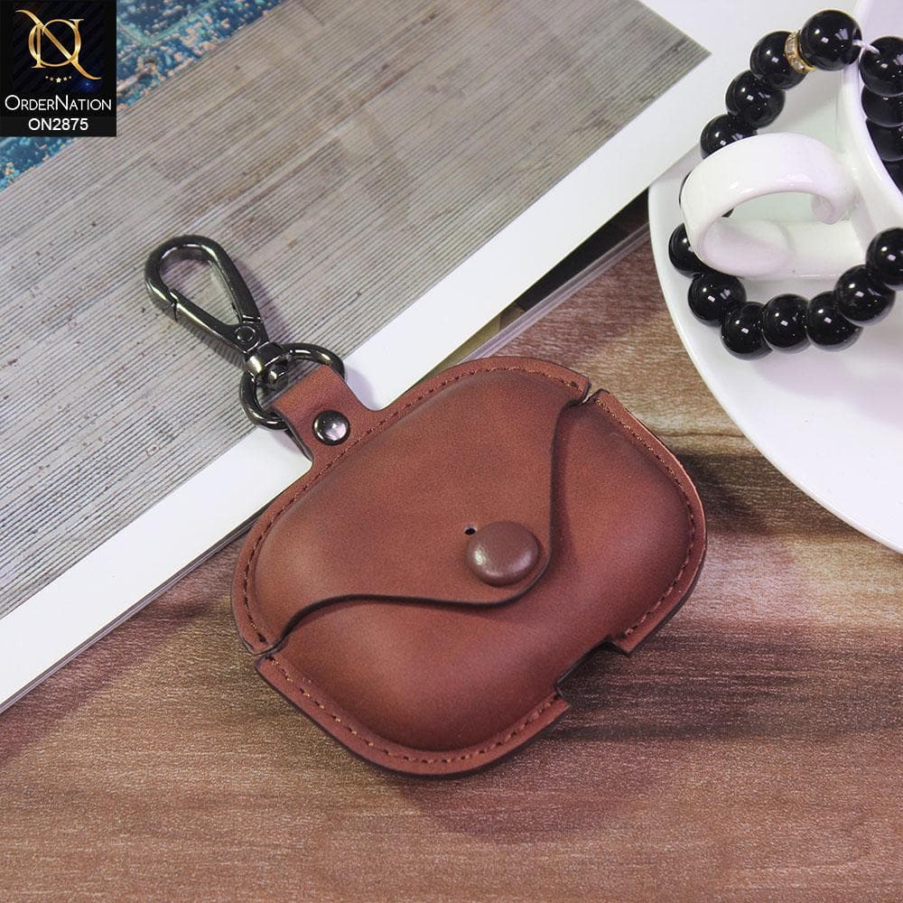 Apple Airpods 3rd Gen 2021 Cover - Dark Brown - Flip Lid Vintage Style Leather Case