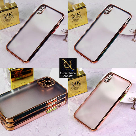 iPhone XS / X Cover - Pink - Electroplating Semi Transparent Soft Color Border Back Shell Case