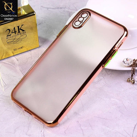 iPhone XS / X Cover - Pink - Electroplating Semi Transparent Soft Color Border Back Shell Case