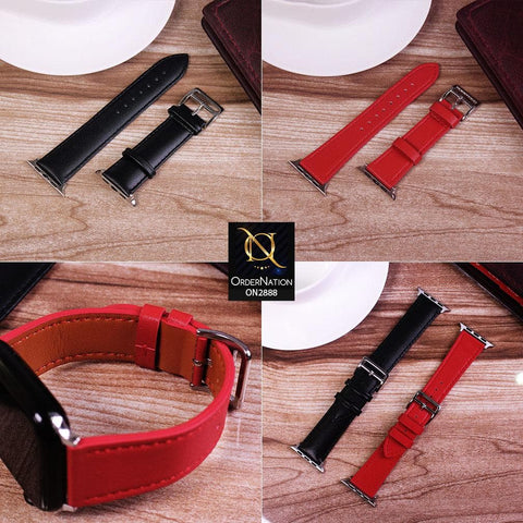 Apple Watch Series 3 (38mm) Strap - Red - Soft Plane Leather Watch Strap