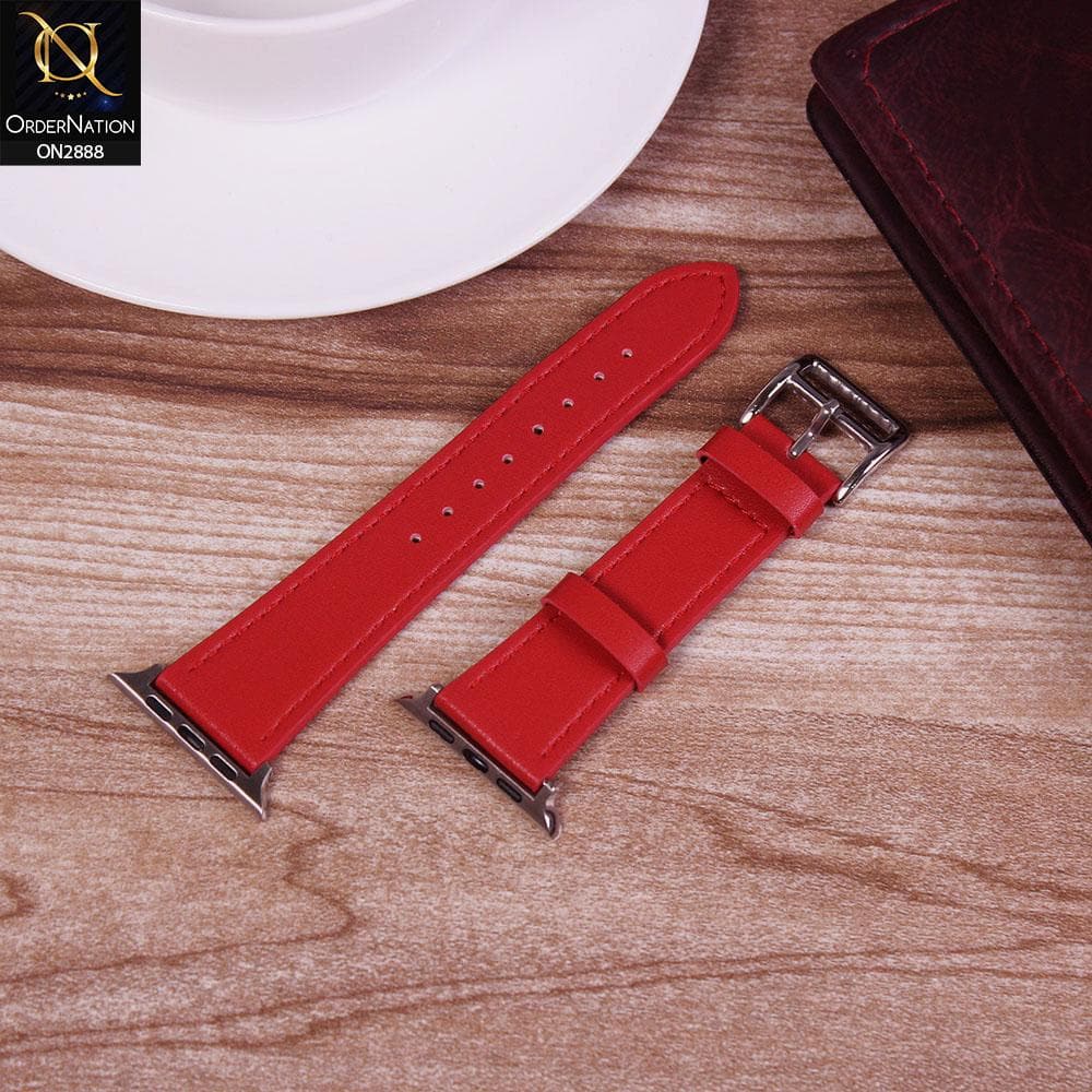 Apple Watch Series 6 (40mm) Strap - Red - Soft Plane Leather Watch Strap