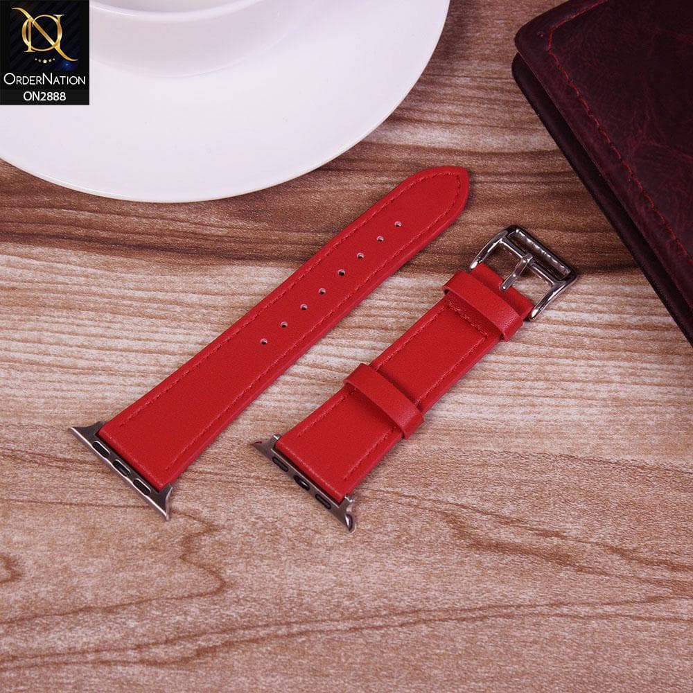 Apple Watch SE (40mm) Strap - Red - Soft Plane Leather Watch Strap