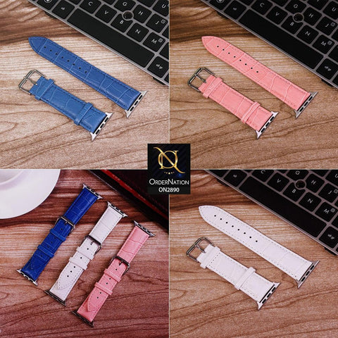 Apple Watch Series 5 (40mm) Strap - Blue - Stylish Crocks Texture Leather Watch Strap