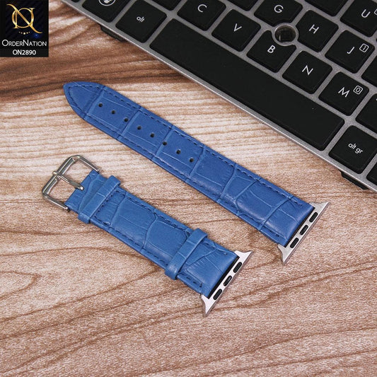 Apple Watch Series 6 (40mm) Strap - Blue - Stylish Crocks Texture Leather Watch Strap