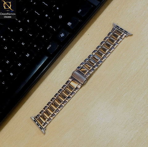 Apple Watch Series 4 (44mm) Strap - Silver and Golden - Metal Stainless Steel Chain Watch Strap (Watch not Included)