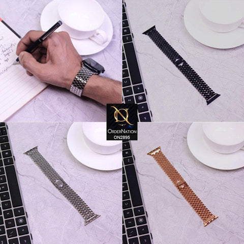 Apple Watch SE (40mm) Strap - Rose Gold - Metal Stainless Steel Octagon Shape Style Watch Strap (Watch not Included)