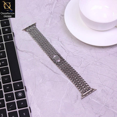 Apple Watch SE (40mm) Strap - Silver - Metal Stainless Steel Octagon Shape Style Watch Strap (Watch not Included)