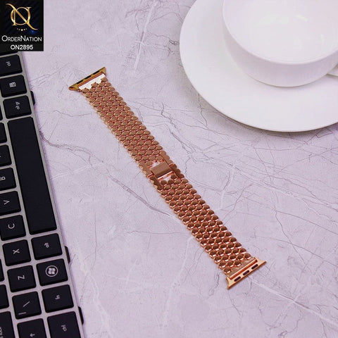 Apple Watch Series 3 (38mm) Strap - Rose Gold - Metal Stainless Steel Octagon Shape Style Watch Strap (Watch not Included)